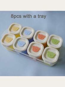 8pcs/Set Baby Food Containers, Silicone Mold With Lids For Freezing, Steaming & Storing Purees, Baby Care