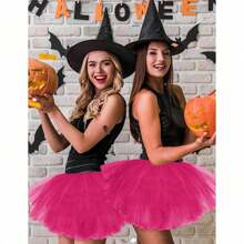 Tutus For Women Adult Tutu Tulle Skirts Costumes For Women 5 Layered Womens Tutu Skirts Teens Halloween Ballet - 玫紅色 - 查看 2