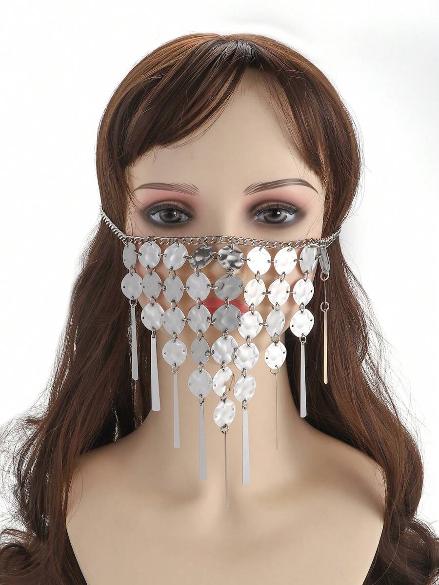 1pc Metal Hollow Face Veil,