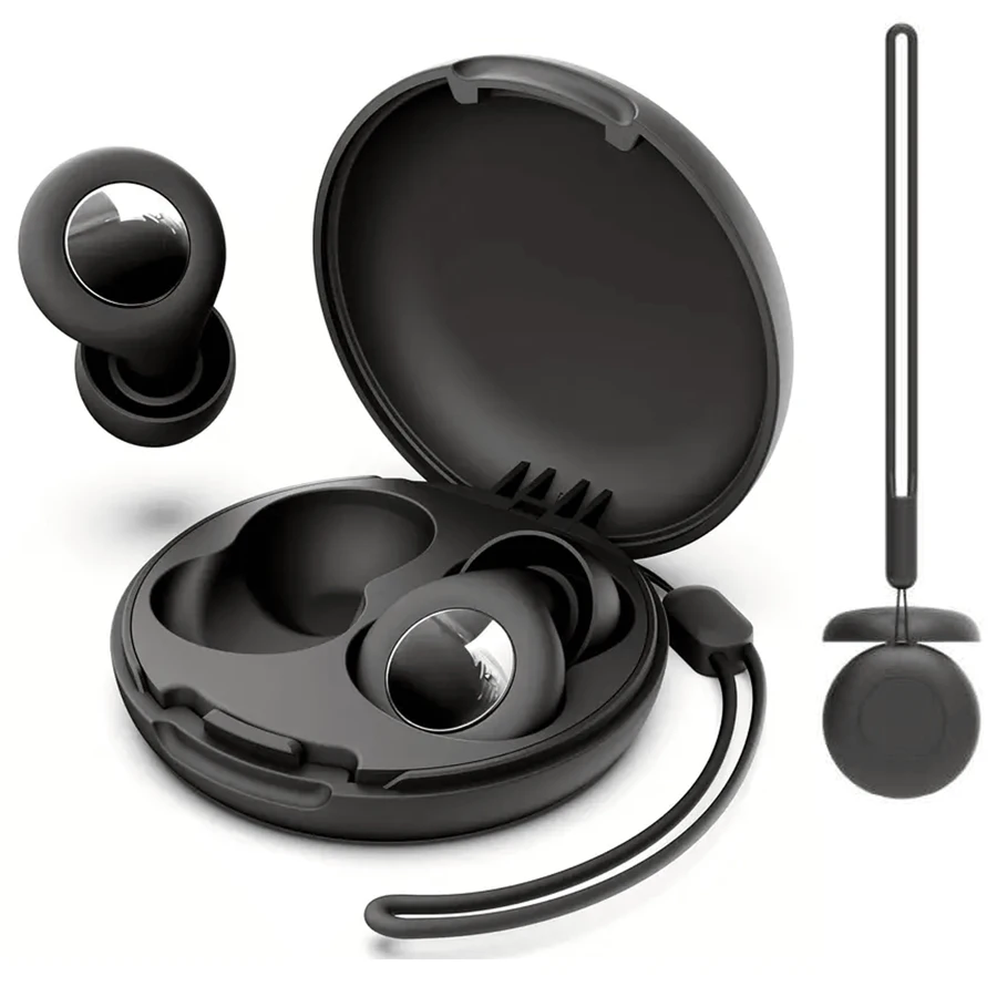 airskyce 2副3.35英寸黑色降噪耳塞，柔软可重复使用硅胶材质，降噪等级30dB，配有便携收纳盒，适合对噪音敏感的人群，可用于音乐会、旅行、专注工作等场合。母亲节鲜花、送给妈妈的个性化礼物、母亲节礼物、母亲节手工制品、母亲节礼物、送给妈妈的手工贺卡、50美元以下母亲节最佳礼物