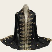 1 Pc Women's Lightweight Breathable Embroidered Scarf, Fashionable Elegant Versatile Headscarf/Shawl With Fine Embroidery Details, Suitable For Outings, Festivals, Vacations, Keeping Warm, Sun Protection, Decoration