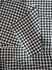 Comfortable Loose Plaid Cross-Over Elegant Round Neck Dress - Black - View 6