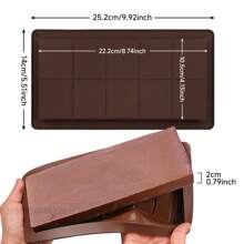 1pc/2pcs Deep Large And Thick Silicone Chocolate Bar Molds For Stuffed Bar, Made The Dubai Chocolate, Big Chocolate Candy Bar Mold For Filling Knafeh Pistachio Chocolate Bar