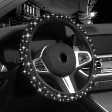 鑽石裝飾汽車方向盤套 - 黑色 - 查看 1