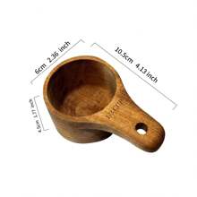 4 件木制量杯和量勺套装 - 手工制作，适用于烘焙、烹饪、咖啡、茶和干配料 - 包括带挂孔的勺子