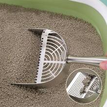 不锈钢猫砂铲，猫屎铲，豆腐猫砂混合物，家用猫砂铲，细网筛，宠物用品 - 銀色 - 查看 4