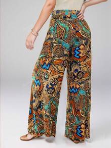 Pantalon ample, imprimé, à taille haute élastique amincissant, décontracté, pour la plage, les vacances, les déplacements quotidiens et la maison, confortable et polyvalent, pour le printemps/l'été