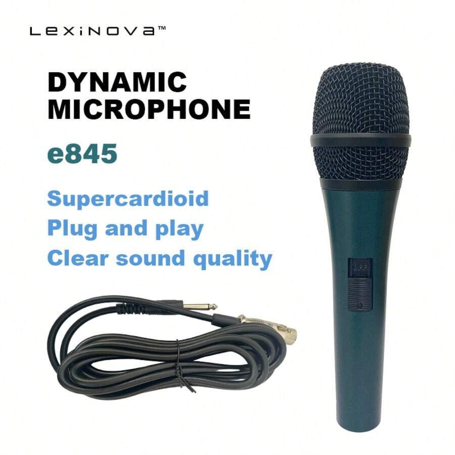 LexiNova E845 Supercardioid Microphone Dynamic Professional Wired Handheld Microphone For Karaoke Stage Singing BBOX Recording Vocal Mi