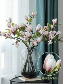 3PCS, Modern Faux Magnolia - Soft Touch Fake Flower Decorations For Weddings, Valentines, Home And Holiday Decorations - Elegant DIY Table Centerpieces Gifts Birthday Graduation