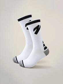 1/2/3 双男女通用高性能透气闪电图案运动压缩袜，适合骑行、山地骑行、室内和户外运动 - 彩色 - 查看 16