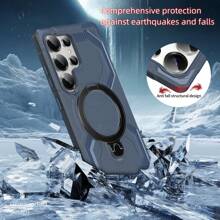 兼容三星 Galaxy S25 S24 S23 S22 S21 S20 Ultra/Plus/FE A06 A13 A14 A15 A16 A25 A35 A55 手机壳，支持无线磁力充电/带 360° 旋转隐形指环支架/车载磁力支架/哑光饰面重型防刮防震手机保护套 - 黑色 - 查看 8