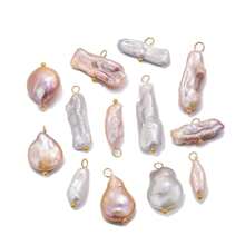 1 Pieza Colgante de acero inoxidable de tamaño aleatorio con perla de agua dulce natural rosa de moda para hacer collares, aretes y otros accesorios de joyería para uso diario
