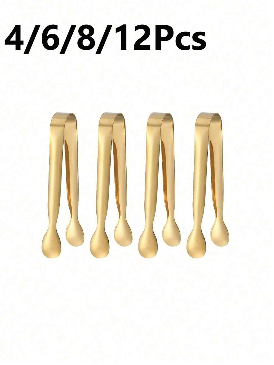 2/4/6/8 件迷你夹子，不锈钢小夹子，可爱爱心夹菜夹，小孩子夹菜夹，用于盛放食物、烹饪、开胃菜、水果、糖 - 金色 - 查看 1