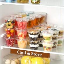 10pcs/50pcs Clear Plastic Cups With Lids - High Index Plastic Dessert Cups, Suitable For Ice Cream, Cakes, Jello, Pudding, Fruit Frozen Cakes And Snack Containers