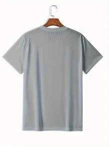 5-Piece Men's Casual Round Neck T-Shirt, 100% Cotton Classic Versatile Solid Color T-Shirt Set - 2黑/2藍/灰 - 查看 5
