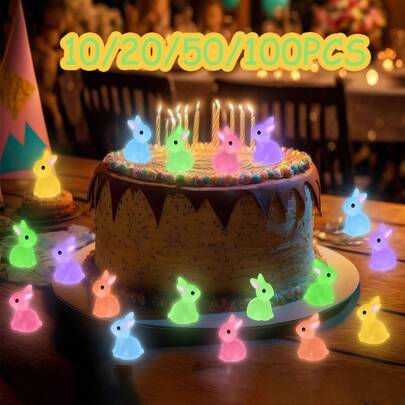 10/20/50 قطعة أرنب صغير جميل من راتنج مضيء يضيء في الظلام، تمثال مصغر صغير لأرنب لزينة حديقة الفراي الصغيرة، أكسسوارات