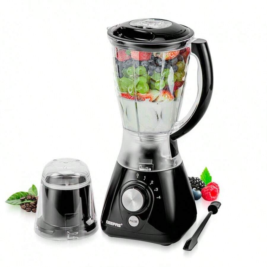550W 2 In 1 Food Jug Blender With 1.5L  Jar 4 Sharp Stainless Steel Blades - Black - View 1
