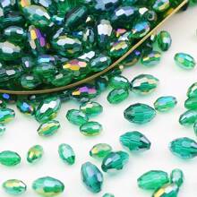 100/200 bucăți 4x6mm/6x8mm AB culoare verde măsline mărgele rotunde de sticlă plate pentru realizarea de bijuterii, meșteșuguri și accesorii