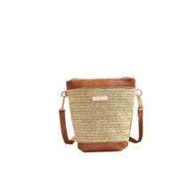 Elegante y de moda bolso de paja para mujer, nueva diseño único y sencillo de hombro/bandolera trenzado tipo cubo