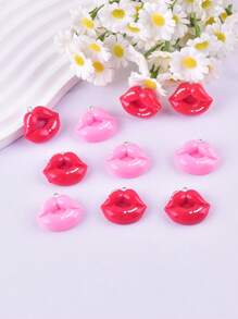 10pcs Assorted Lips Shape Resin Pendant Charm, DIY Jewelry Accessory For Earrings, Necklaces, Keychains