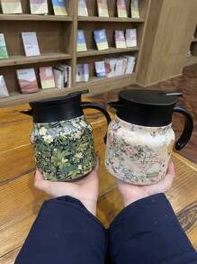 1pc 800ml UV Floral Pattern Stainless Steel Coffee/Tea Pot, Thermal Insulated Household/Office Use Large Capacity Coffee Pot - Multicolor - View 6