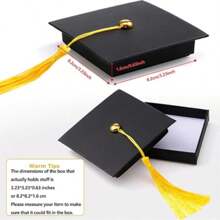3/6pcs Graduation Gift Box - Black And Gold Tassel Hat Gift Box