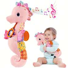 Baby Doll Musical Seahorse, Plush Baby Doll With Crinkle And Rattle, Soft Sensory Doll, Suitable For Tummy Time, Newborn Baby Boys Girls 0-3-6-12 Months - Multicolor - View 9