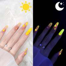 قطعة واحدة طلاء أظافر جل فسفوري أصفر يضيء في الظلام، 15 مل - طبقة علوية مضيئة للاستخدام المنزلي وصالون المناكير وعمل DIY، طويل الأمد