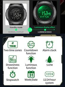 SANDA. SANDA Electronic Watch Nylon Strap Digital Display Multifunctional Alarm Clock Student Watch Waterproof Military Sports Watch