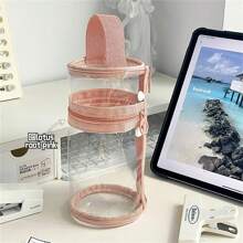 Estuche para lápices de PVC, organizador de escritorio transparente y resistente al agua, de gran capacidad, con ventana de malla y diseño de doble cremallera, para estudiantes y suministros de oficina