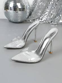 Women's Fashion Pointed Toe High Heel Sandals, Suitable For Party And Formal Occasions - Silver - View 2