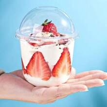250ml/360ml/500ml Sweet Dessert Jar With Lid, Ice Cream Container, Suitable For Snacks, Candies, Desserts, Home Use, Birthday Party, Camping, Picnics, Portable & Airtight