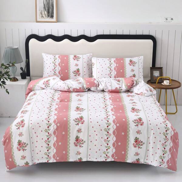 Juego de 3 piezas de Funda Nórdica Estampada [1 Funda Nórdica + 2 Fundas de Almohada], sin Sábana, sin Relleno, Suave y Cómodo, Apto para Dormitorio, Hotel, Dormitorio Universitario, Casa de Vacaciones