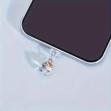 1 pieza Elegante colgante para el teléfono en forma de corona dorada con cristal - Una decoración cuadrada elegante compatible con Apple y Android, resistente a la suciedad y a los golpes, protección de teléfono inteligente y a la moda