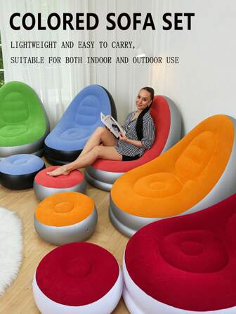 1 pieza Sofá inflable, Silla de camping inflable, Sofá reclinable inflable, Silla inflable, Silla inflable plegable y portátil, Apto para sala de estar, dormitorio, sala de lectura, dormitorio, balcón, camping al aire libre, fácil de almacenar y transportar, ocio y entretenimiento, dormitorio, silla con respaldo