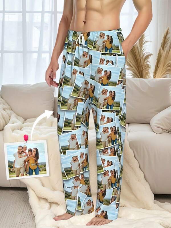 Pantalones de pijama personalizados para hombres con impresión de foto, pantalones de pijama personalizados con tu imagen, el regalo perfecto para él en el Día de San Valentín u ocasiones especiales, otoño, invierno