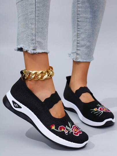 New Casual Sports Shoes For Women, Chinese Style Embroidered Mesh Breathable And Comfortable Lightweight Sneakers