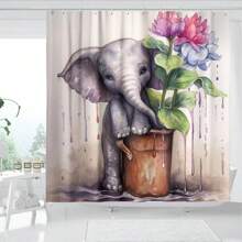 1PC Gelukkig Moederdag Thema Douchegordijn, Dagelijkse Leuke Stijl Douchegordijnset, Waterdichte Doek Douchegordijn, Cartoon Olifant Patroon Bedrukt Badkamer Gordijn Decoratie (Multi-Kleur, 180cm X 180cm)