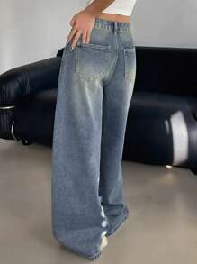 Teen Girls' Loose Fit Jeans - Light Wash - View 2