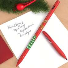 Red Capacitive Stylus Pen, Fast Charging High Sensitivity Capacitive Touch Pen With Deer Snowflake Print, Precise Touch, Smooth Writing, Includes 4 Extra Replacement Nibs, Compatible With IPad 2018-2024 Series - Magnetic Attachment, Tilt Sensitivity And Palm Rejection