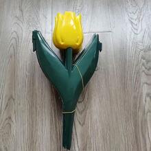 12pcs Plastic Tulip Flower Shape Garden Fence, Easy Assemble Decorative Edging For Fairy Garden, Yard, Outdoor Decor, Multipurpose, Red/Yellow Tulips Design