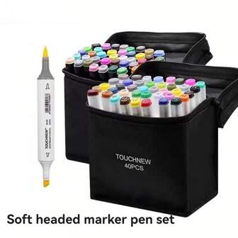 24 Units Of Soft Headed Markers, Oil-Based Dual Head Hand Drawn Pens, Multiple Color Combinations, Vivid Ink Color, Uniform Writing, Can Be Stacked Without Easy Smudging, Suitable For DIY Graffiti, Painting, And Coloring, School Supplies,Back To School