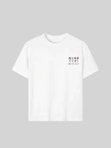 Tween Girls' Casual Funny Print Round Neck Short Sleeve T-Shirt, Summer Top