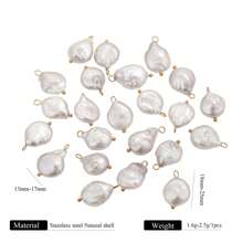 1 Pieza Colgante de acero inoxidable de tamaño aleatorio con perla de agua dulce natural rosa de moda para hacer collares, aretes y otros accesorios de joyería para uso diario