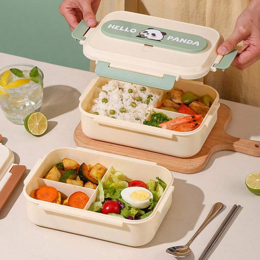加厚双层微波炉安全午餐盒，卡通设计便当盒，适合学生、上班族、儿童