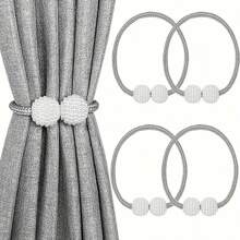 Juego de 4 sujetacortinas elegantes con perlas falsas, soportes modernos de decoración del hogar para cortinas de sala de estar y dormitorio