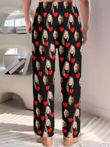 Custom Pajama Pants For Men With Two Photo Prints – Personalized Pajama Bottoms Featuring Your And Your Loved One's Faces, Ideal Valentine's Day Gift, Fall, Winter