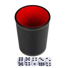 1pc Imitation Synthetic Leather Dice Cup Set, With Felt Lining And 5 Bullseye Dice For Silent Dice Rolling Game, Suitable For Guessing Number Game