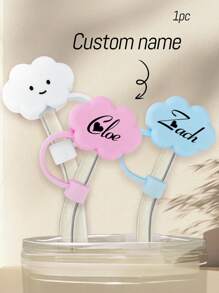 1/2/5Pcs Personalized Straw Cover With Name, Cup Accessories,Custom Straw Toppers, Cup Straw Cover, Straw Topper,Blue/Pink/White,Silicone Soft Glue Large Diameter 10mm Straw Cap Cartoon Doll PVC Dust Plug Straw Protection Cover