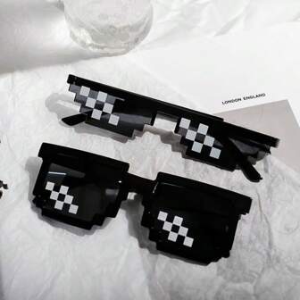 1PC Mosaic Glasses, 2D Sunglasses, My World Personality Pixel Sunglasses, Funny Mosaic Glasses